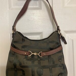 Etienne Aigner Olive and Brown Shoulder Bag